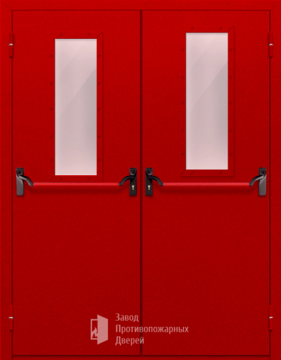 Фото двери «Двупольная с стеклом и антипаникой (красная)» в Реутове