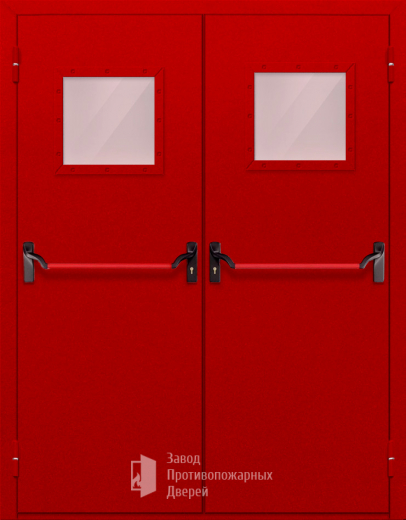 Фото двери «Двупольная со стеклопакетом и антипаникой (красная)» в Реутове