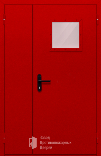 Фото двери «Полуторная со стеклопакетом (красная)» в Реутове