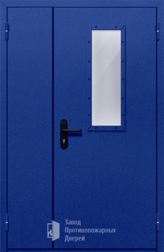 Фото двери «Полуторная со стеклом (синяя)» в Реутове