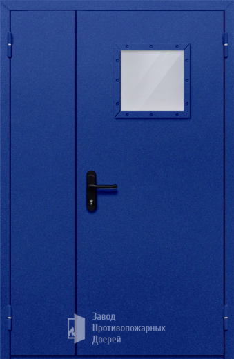 Фото двери «Полуторная со стеклопакетом (синяя)» в Реутове