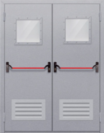 Фото двери «Двупольная со стеклопакетом и решеткой (антипаника)» в Реутове