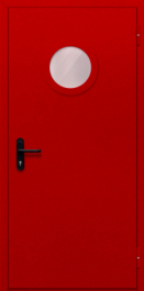 Фото двери «Однопольная с круглым стеклом (красная)» в Реутове