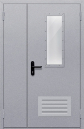 Фото двери «Полуторная со стеклом и  решеткой» в Реутове