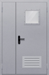 Фото двери «Полуторная со стеклопакетом и решеткой» в Реутове